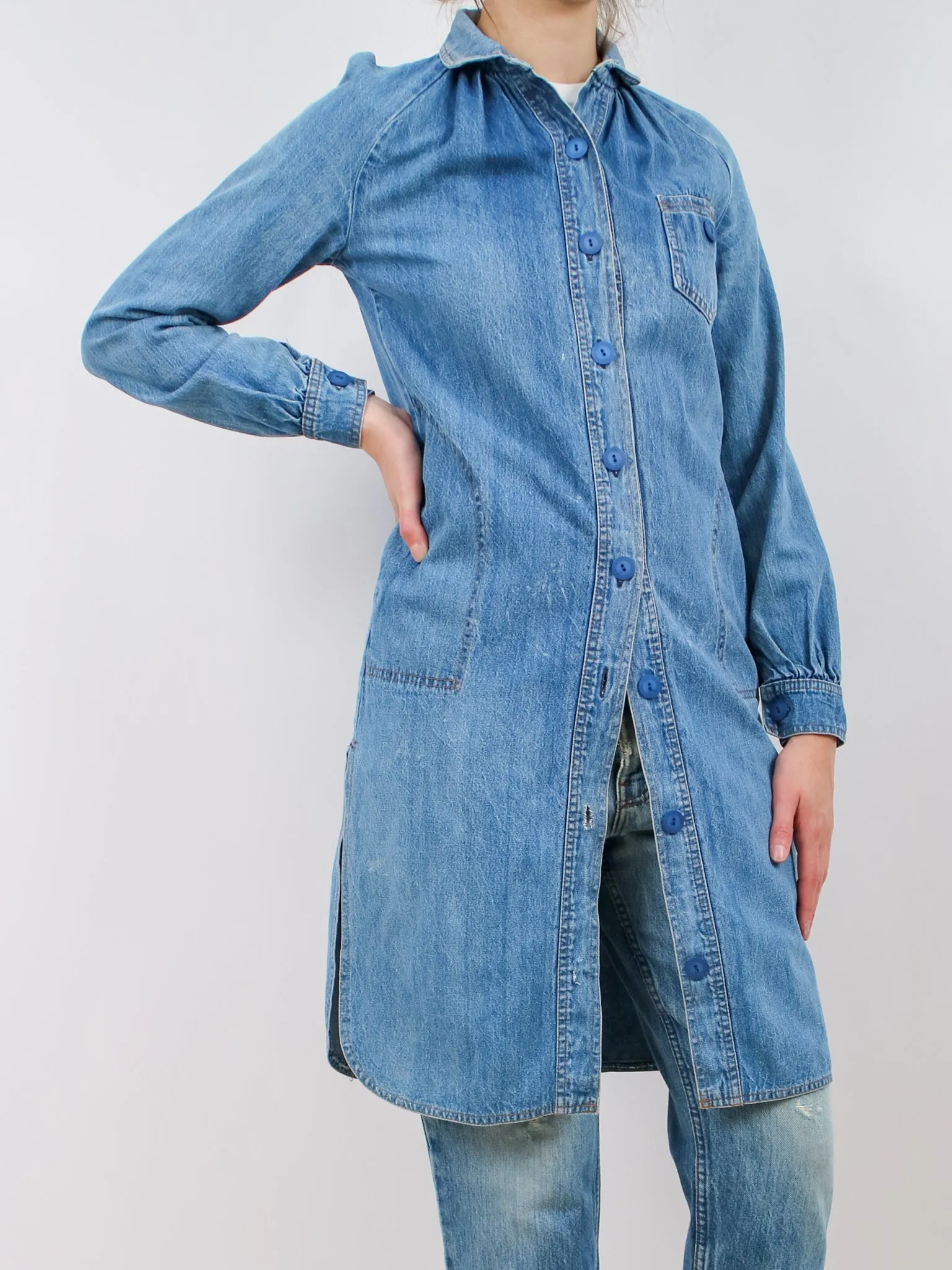 1970s Denim Oversized Duster Coat by Pulse