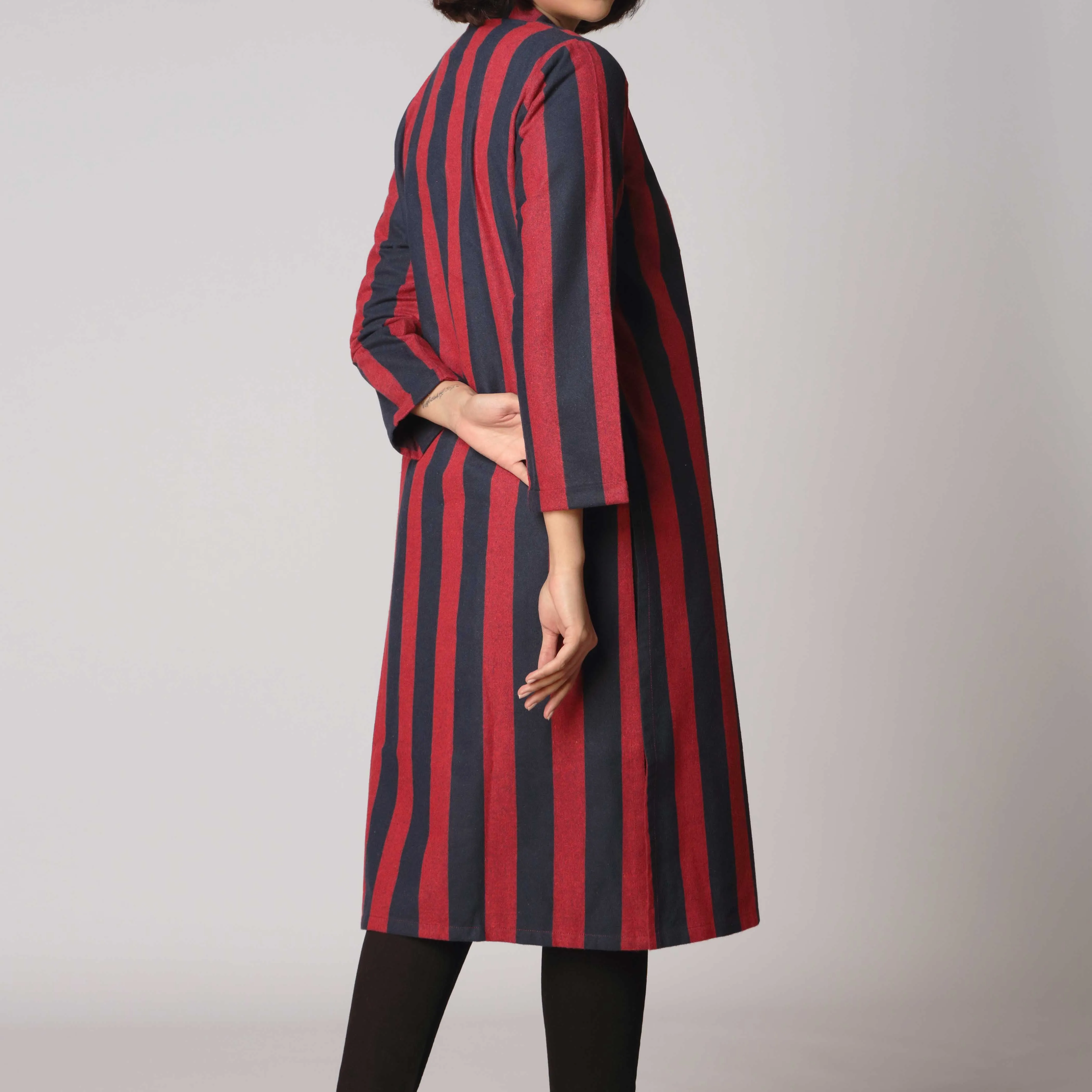 1PC- Stripe Over Coat PW2290