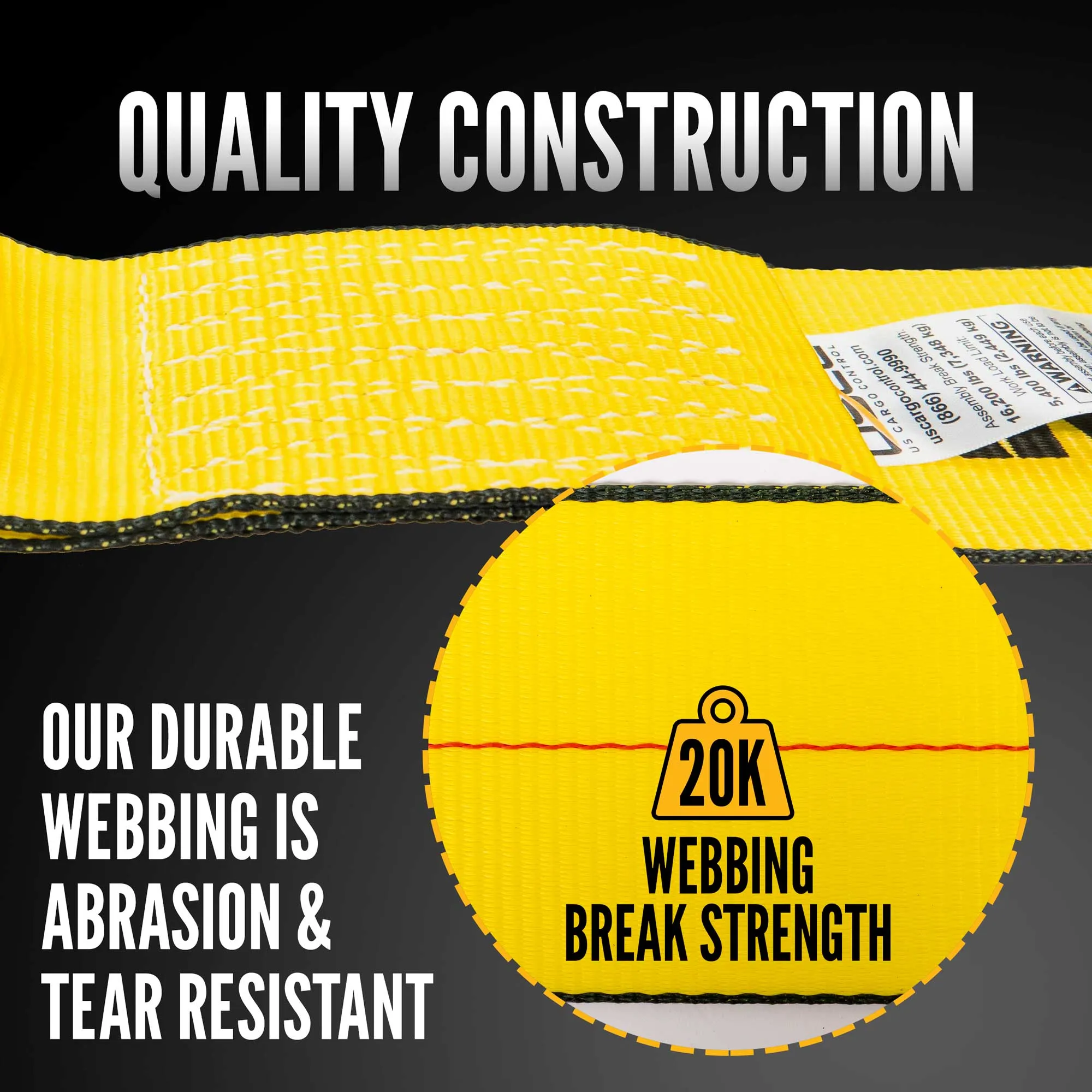 4" x 40' Winch Strap with Flat Hook | Yellow