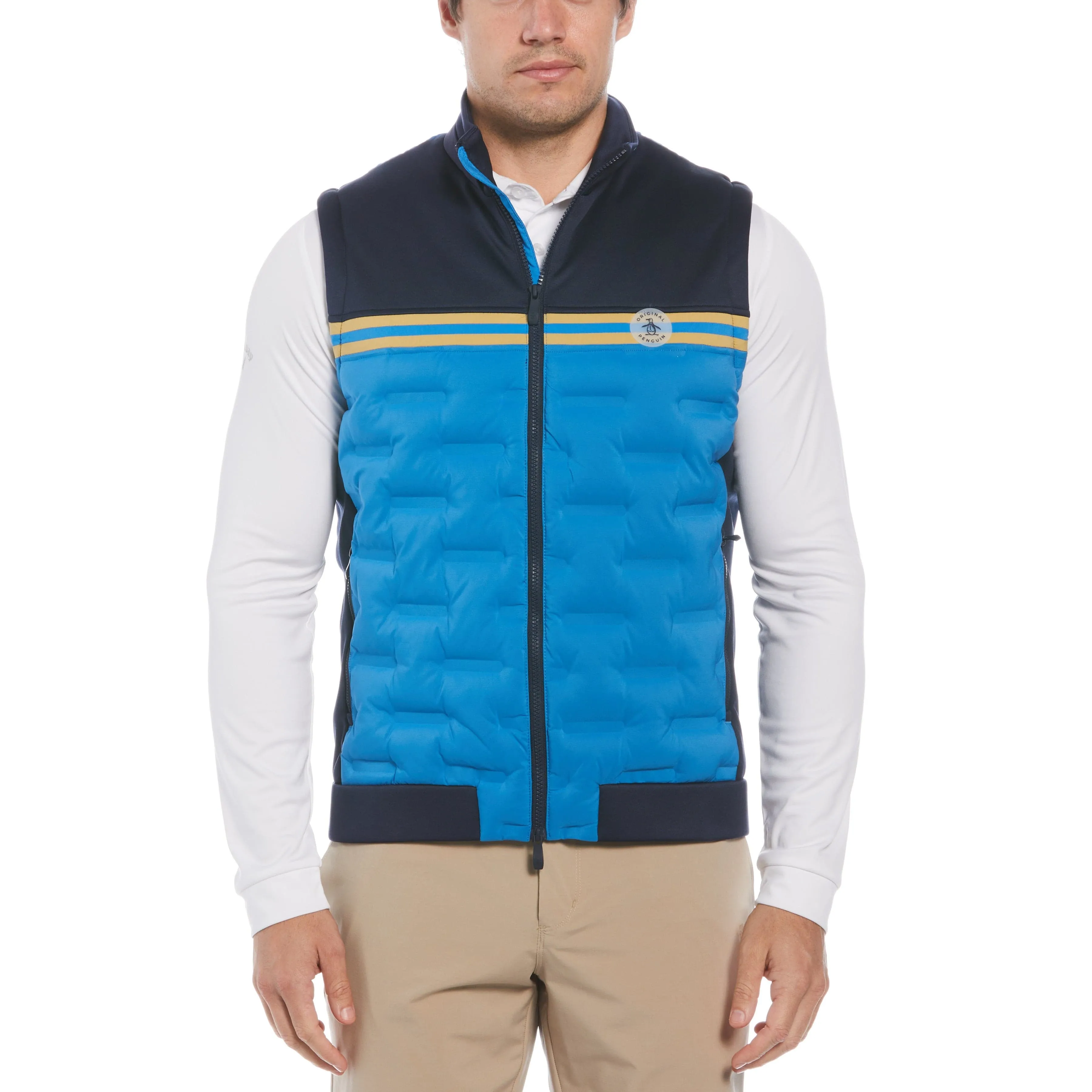 80's Mixed Media Color Block Golf Vest Jacket