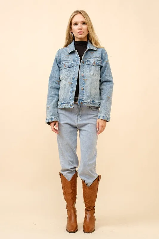 Aria Boots Stitch Denim Trucker Jacket