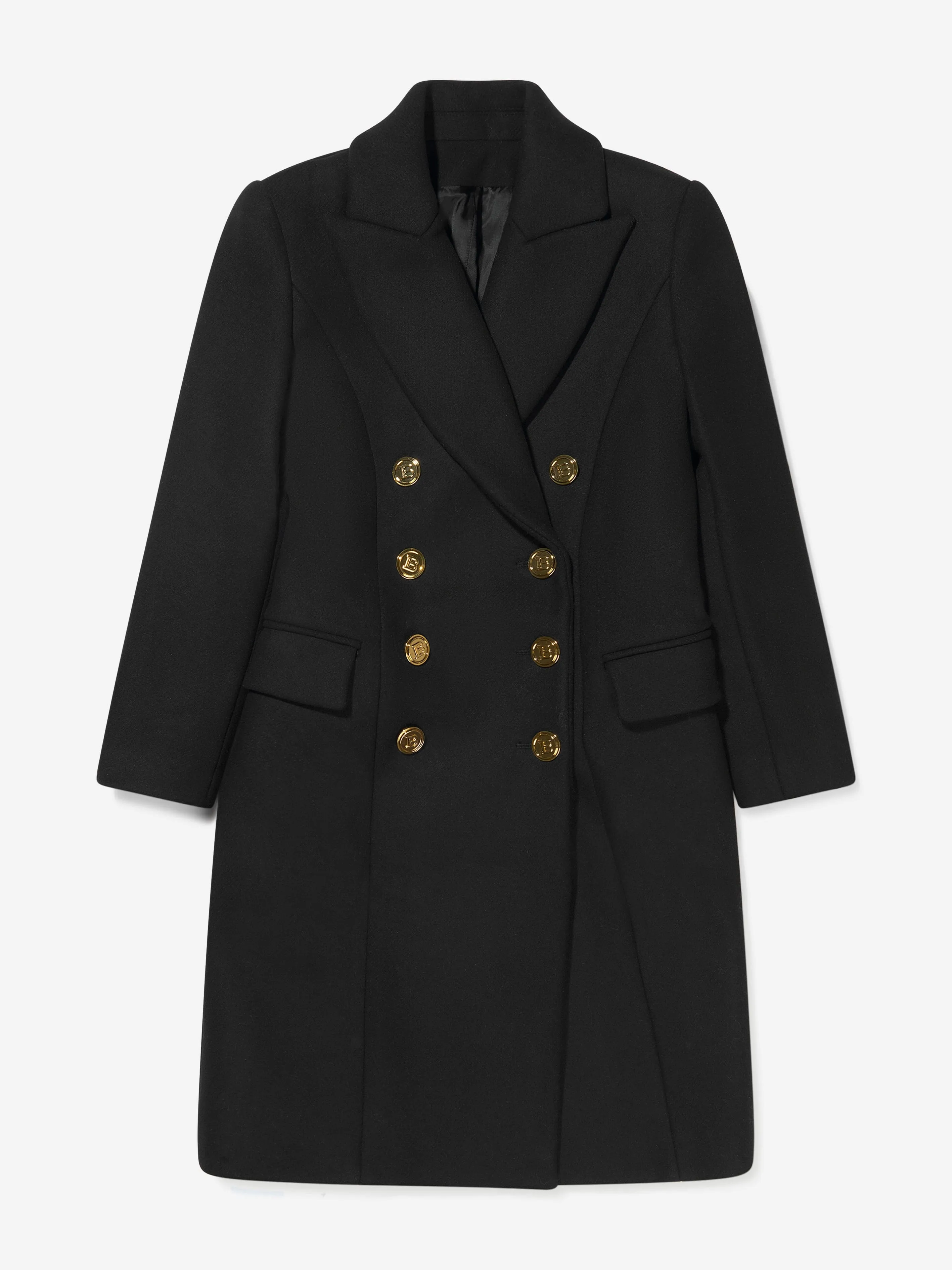 Balmain Girls Double Breasted Wool Coat