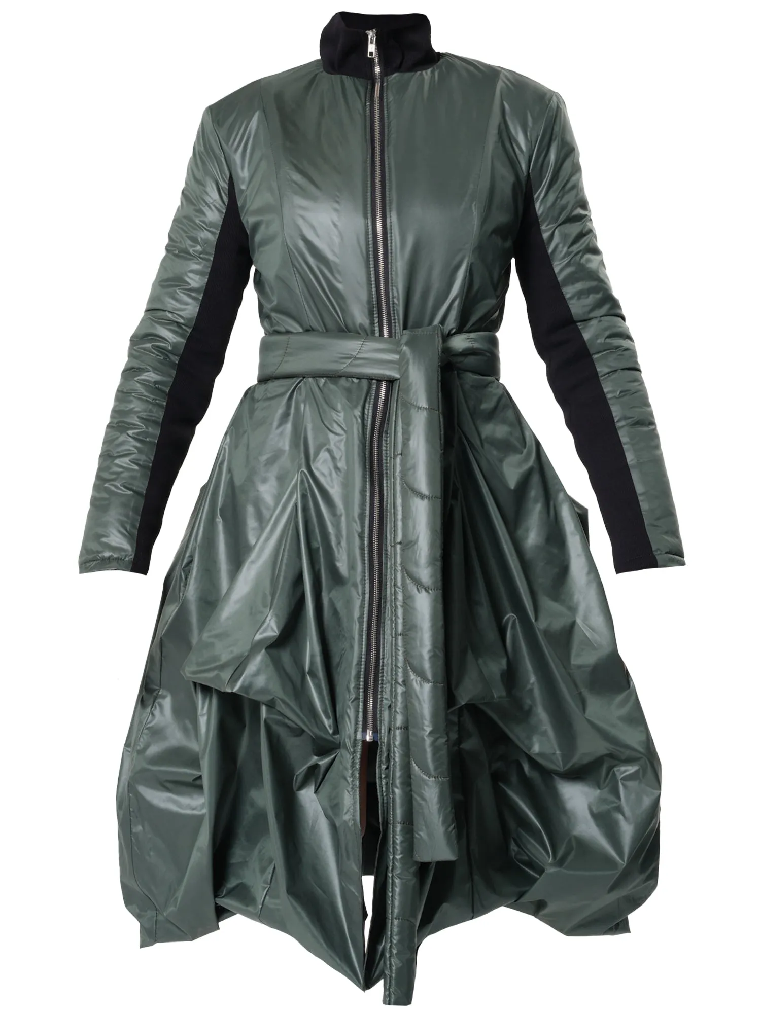 Belted Jacket With Drapings In Green