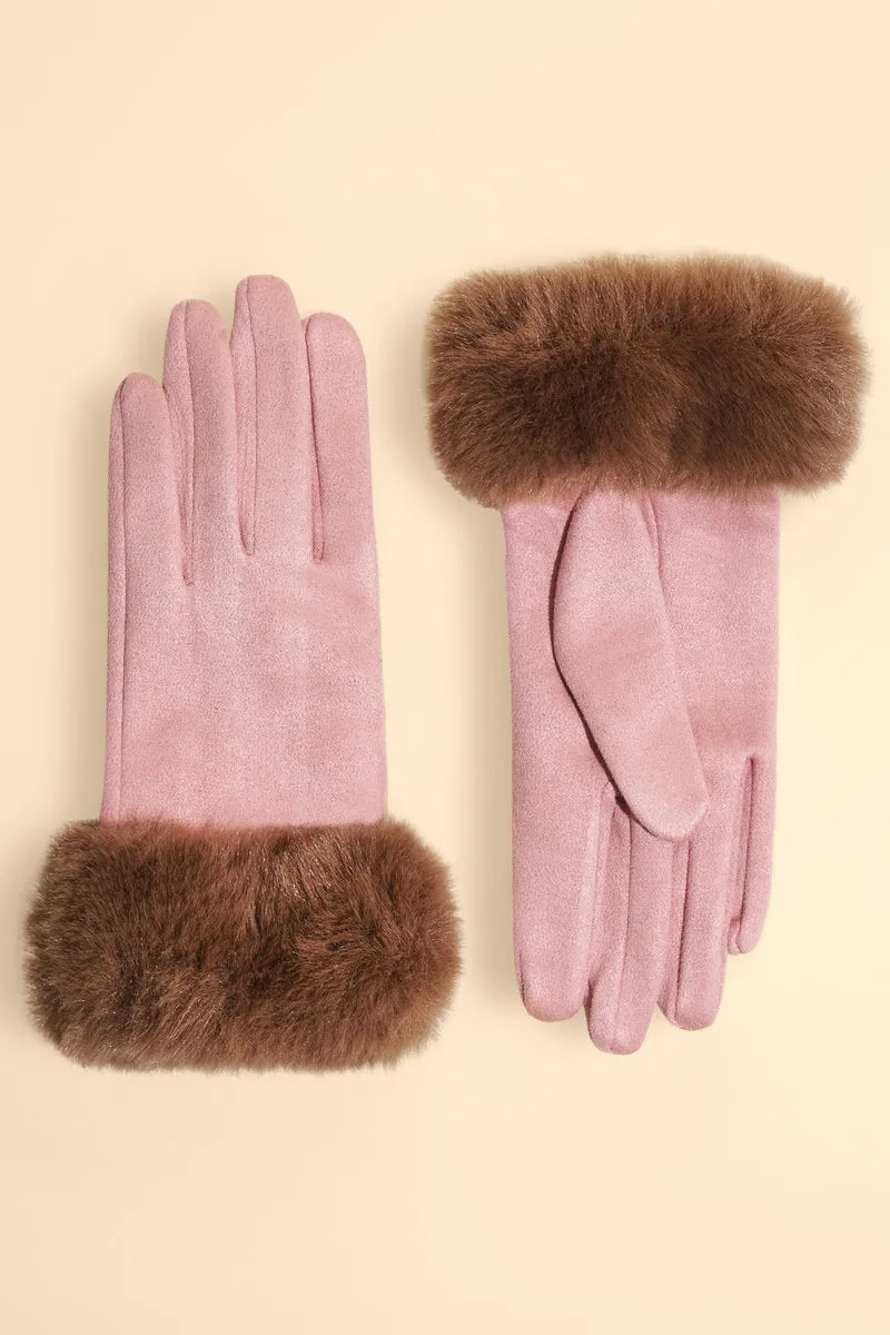 Bettina Faux suede gloves