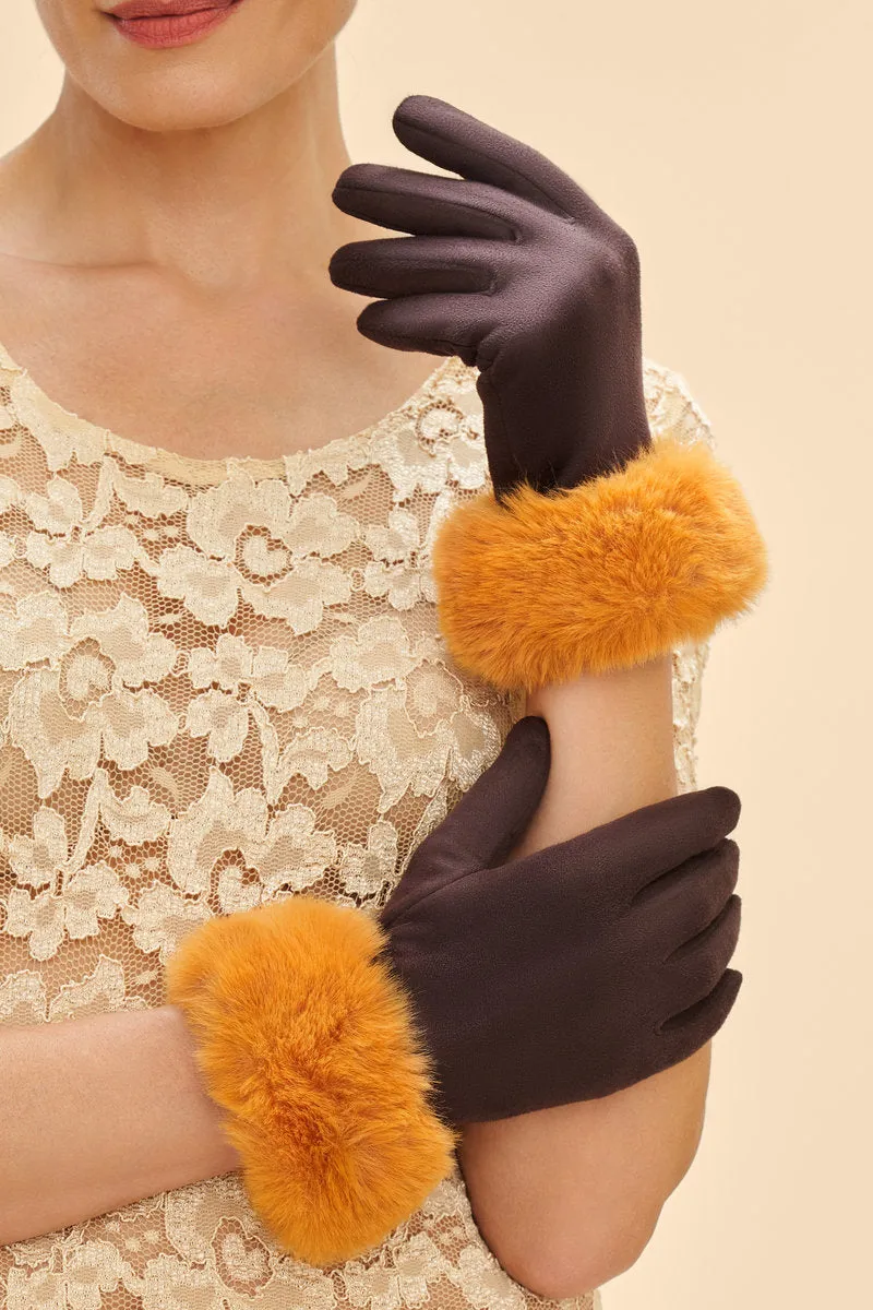 Bettina Faux suede gloves