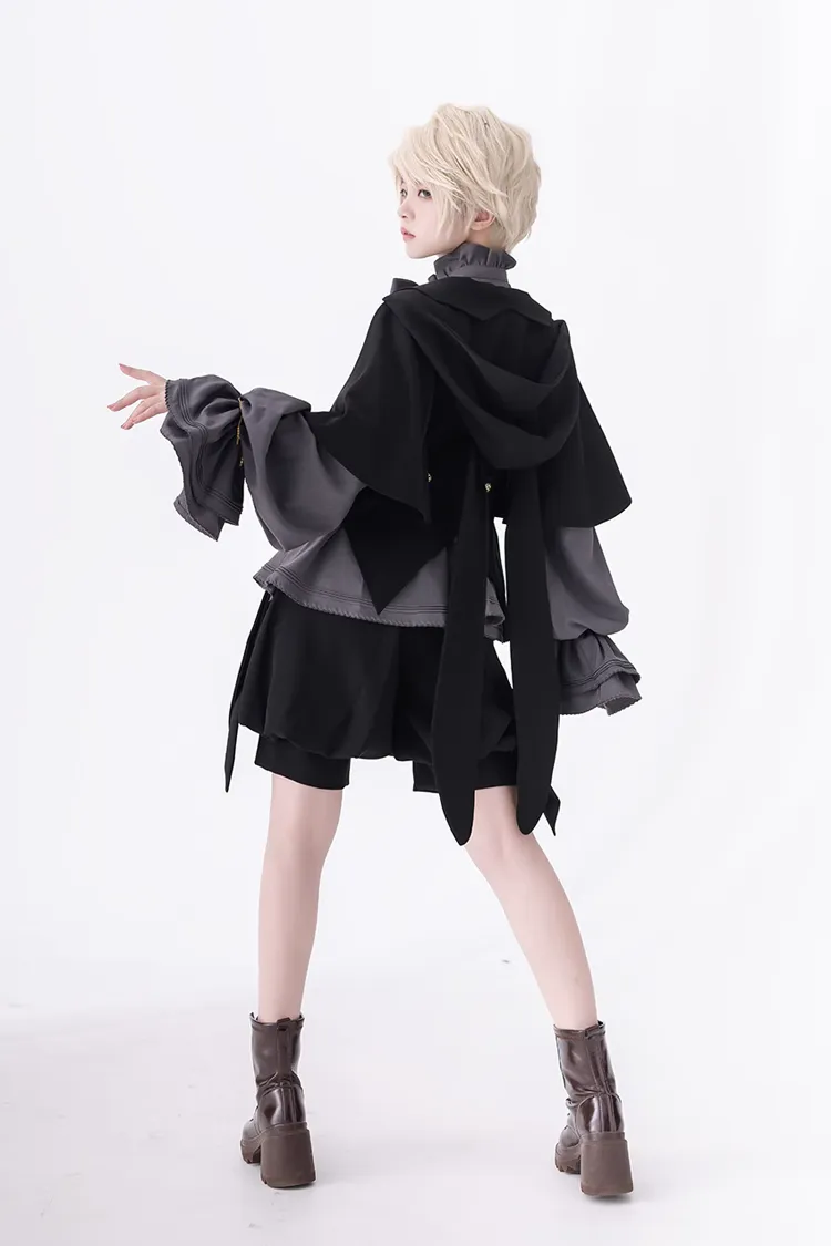 Black Retro Cute Cool Ouji Fashion Lolita Hooded Jacket