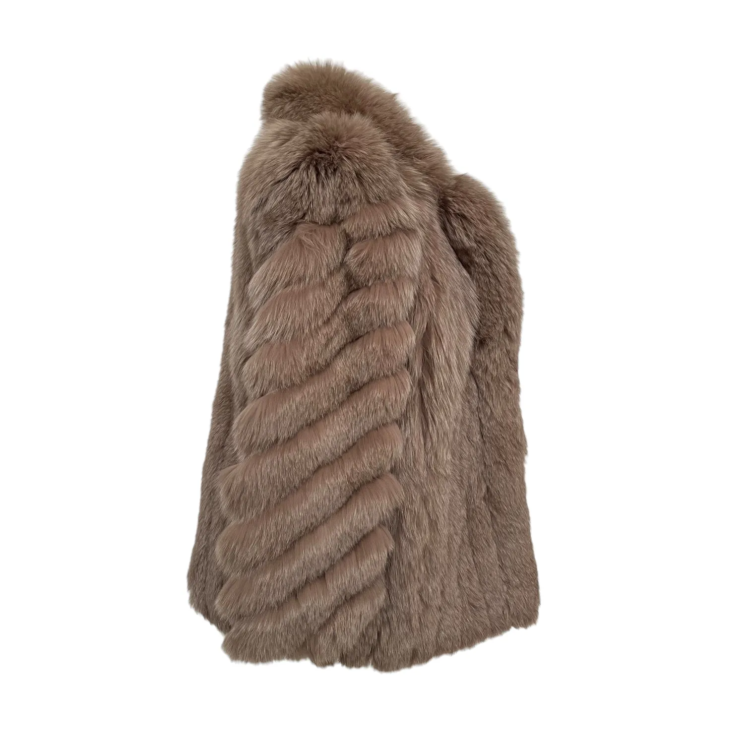 Blue Fox Fur Coat in Brown M