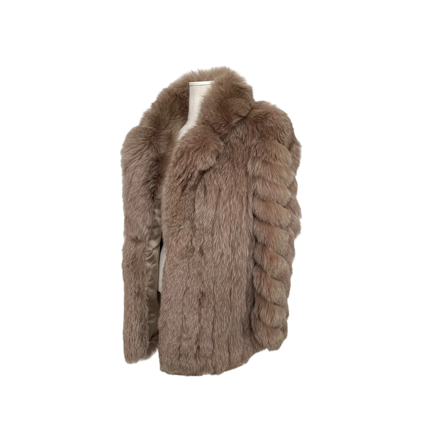 Blue Fox Fur Coat in Brown M