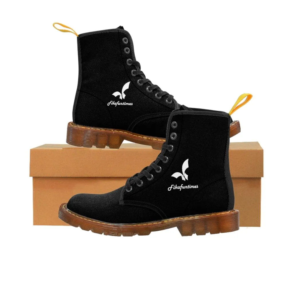 Breathable Lace-Up Canvas Fikafuntimes Combat Boots