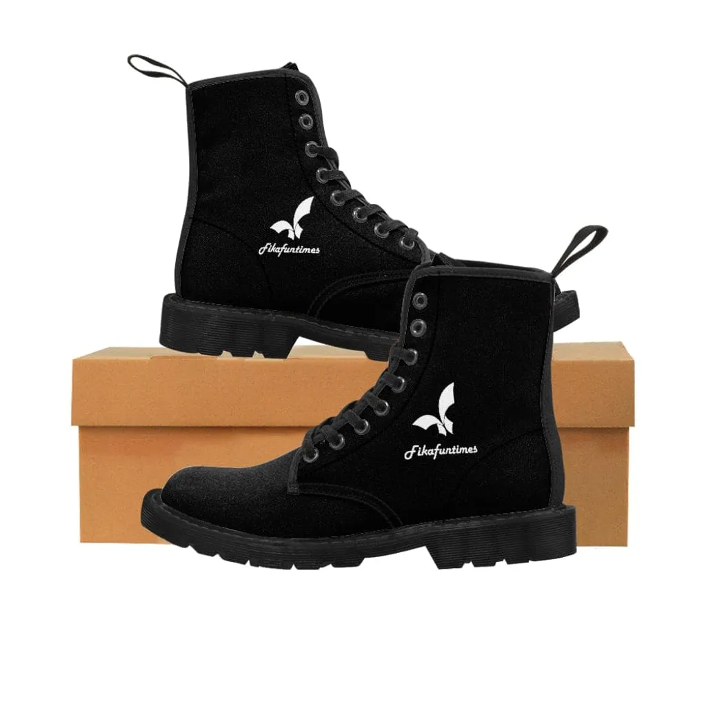 Breathable Lace-Up Canvas Fikafuntimes Combat Boots