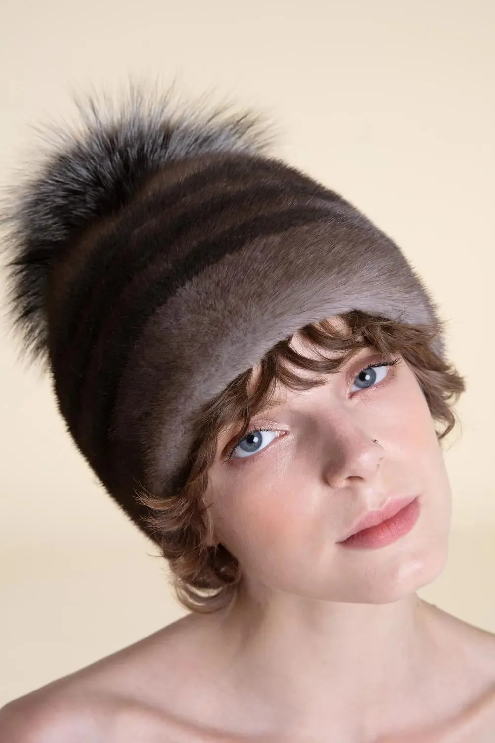 Brown mink hat