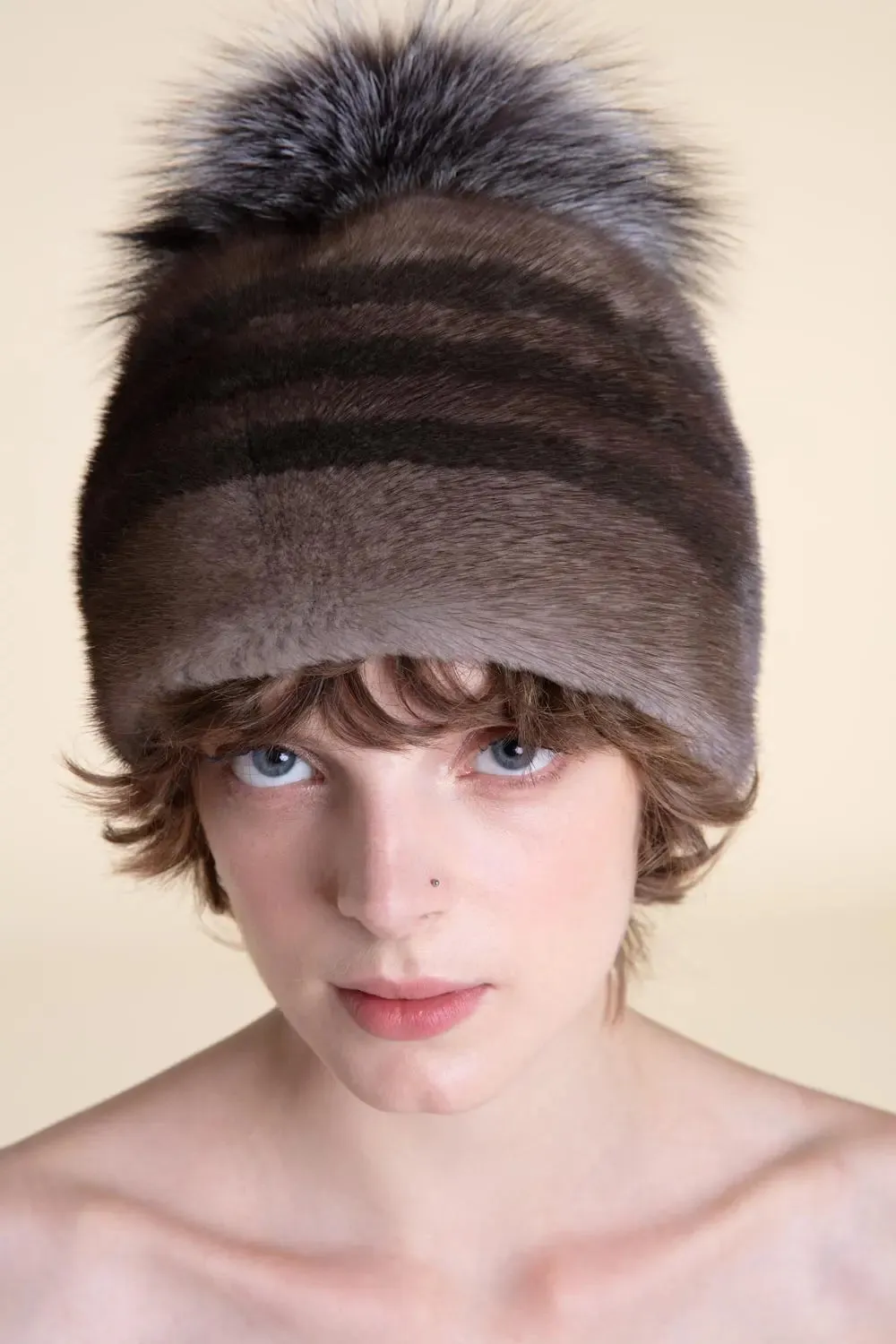 Brown mink hat