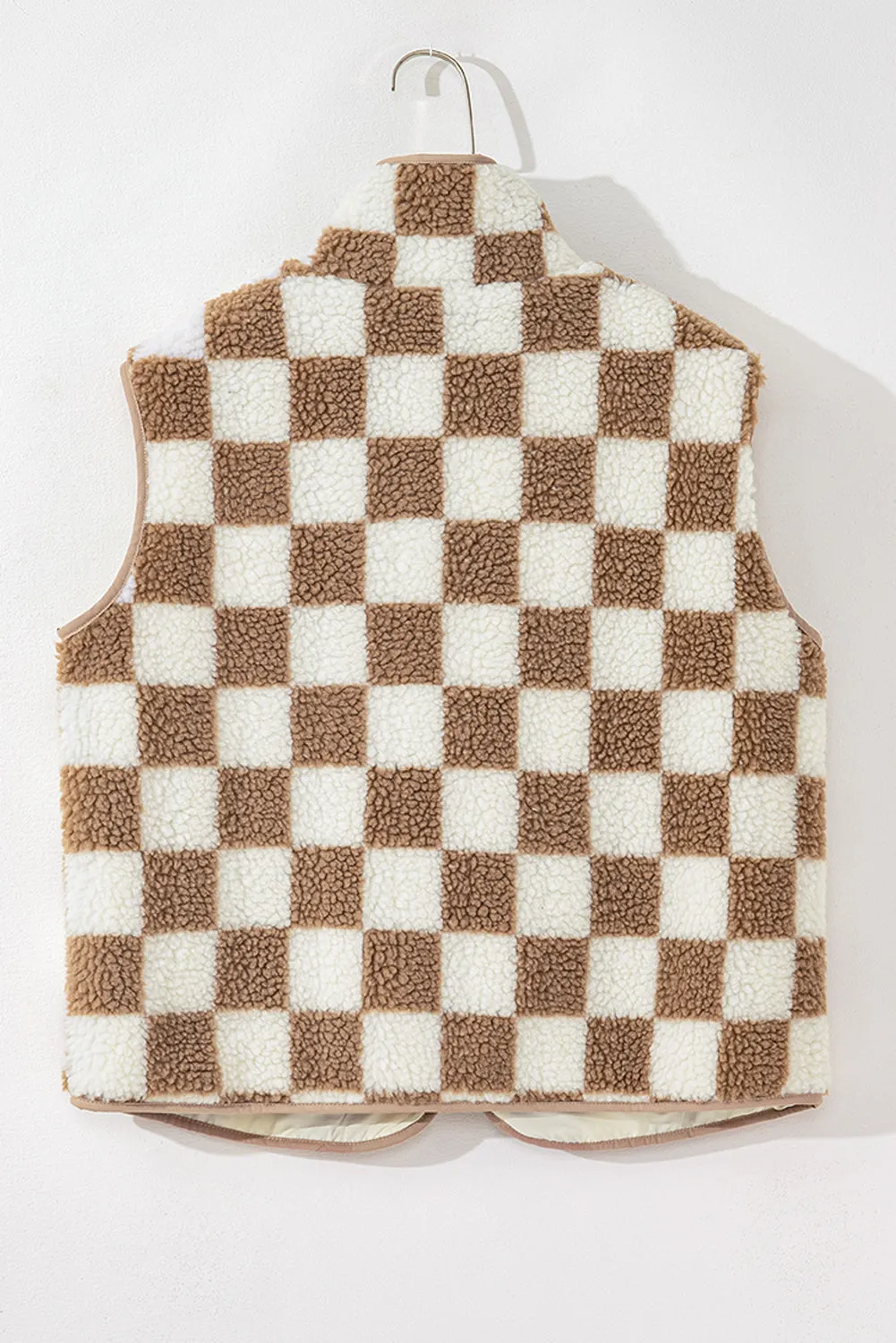 Checker Sherpa Zipped Jacket Vest