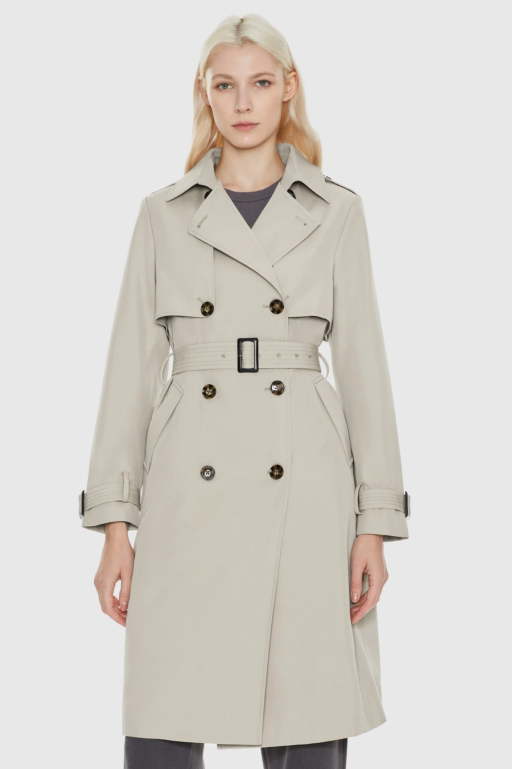 Classic Double-Breasted Lapel Trench