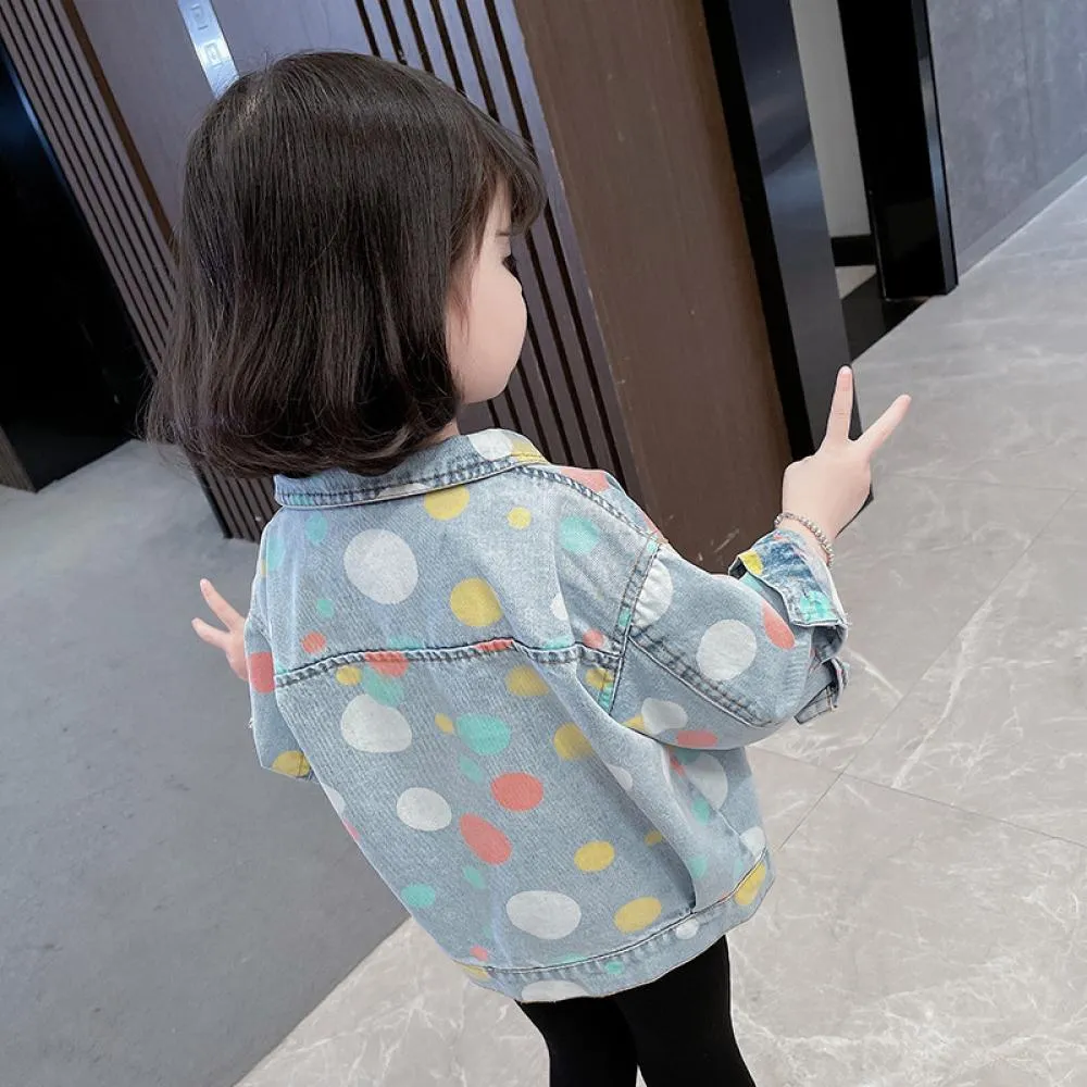 Color Polka Dot Denim Baby Jacket Western Style Jacket Wholesale