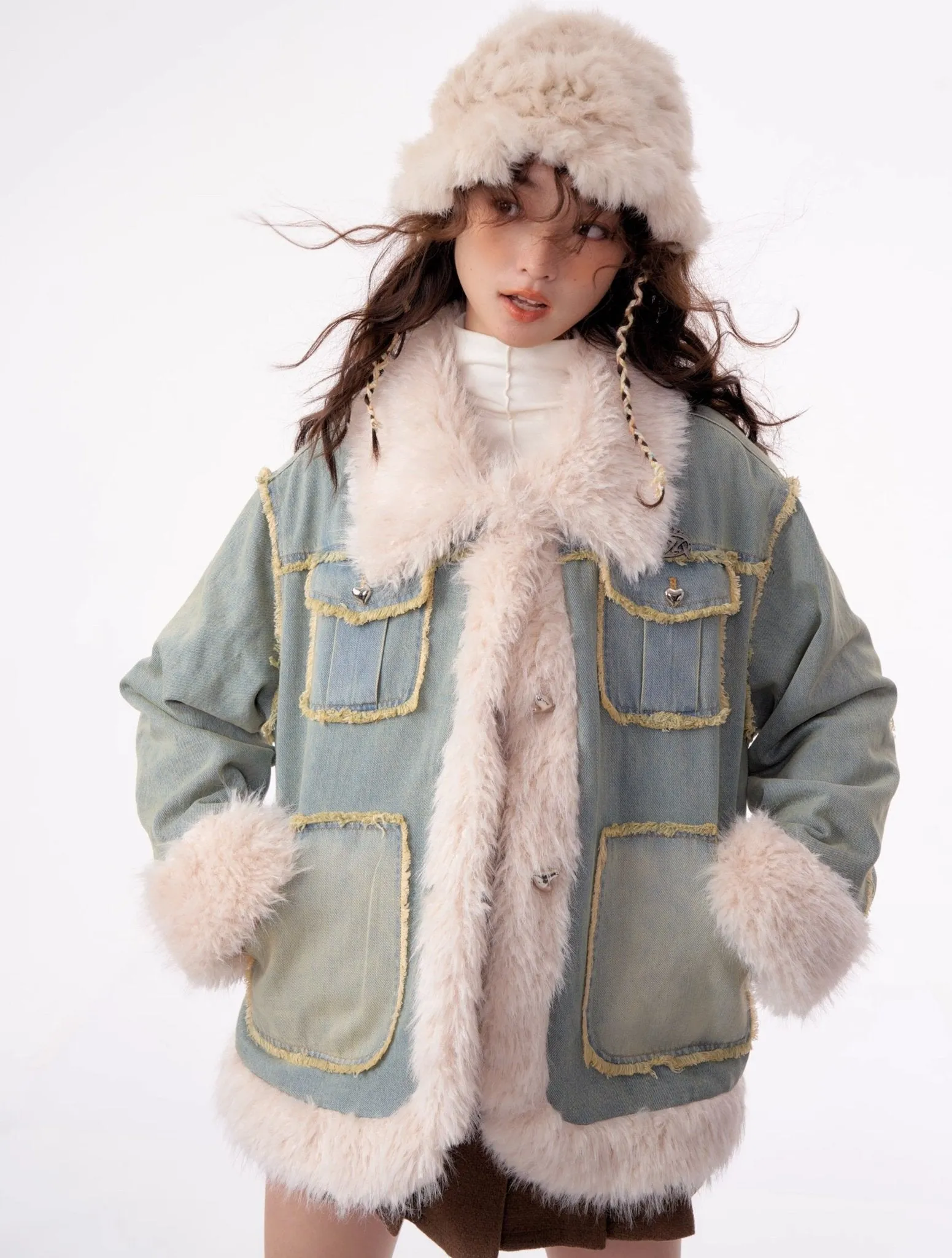 Cozy Chic Faux Fur Denim Jacket