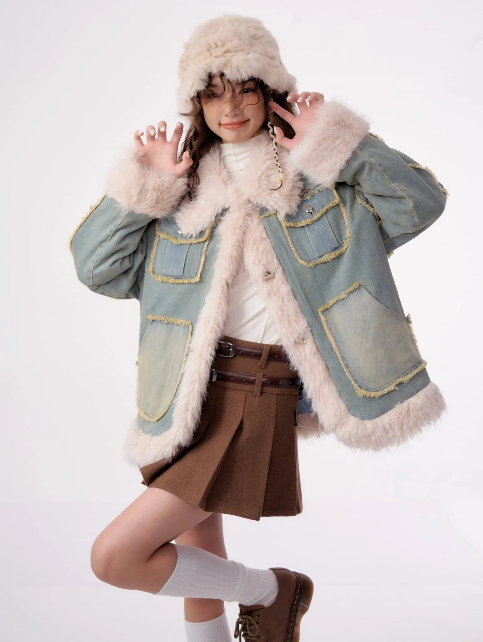 Cozy Chic Faux Fur Denim Jacket