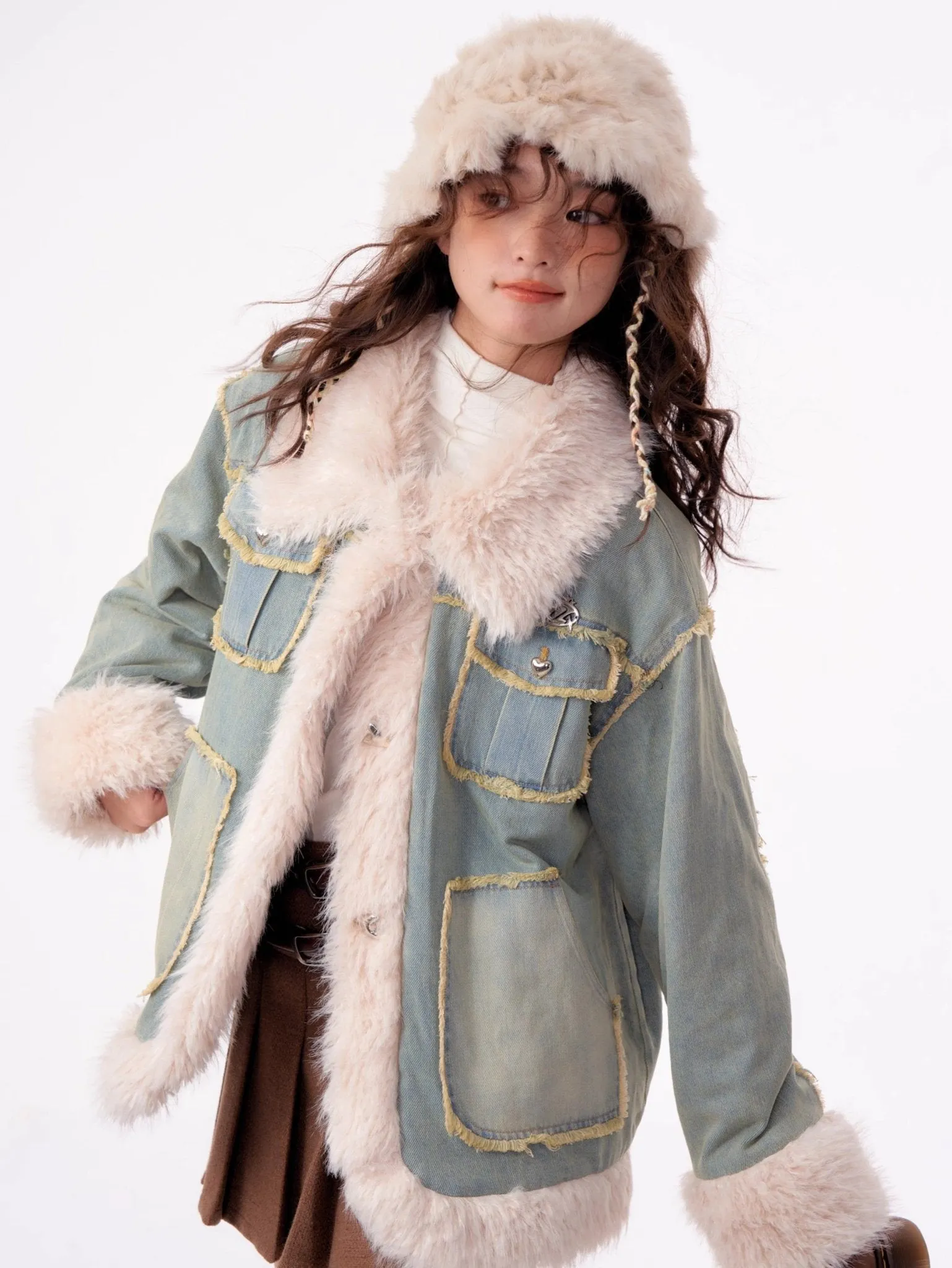 Cozy Chic Faux Fur Denim Jacket