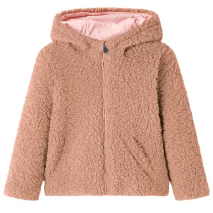 Cozy Kids' Hooded Jacket Teddy Faux Fur - Light Cognac, Size 92 (1.5-2 Years) - Warm & Stylish Outerwear for Toddlers