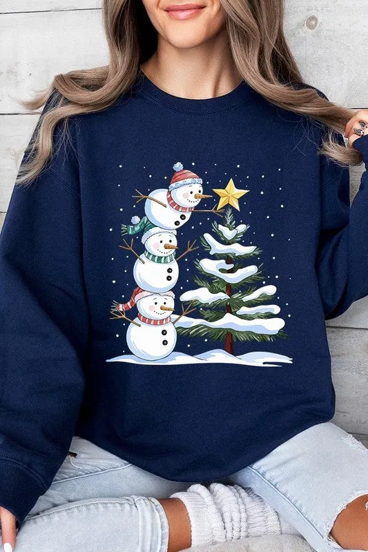 Cute Christmas Snowman Graphic Fleece Sweatshirts