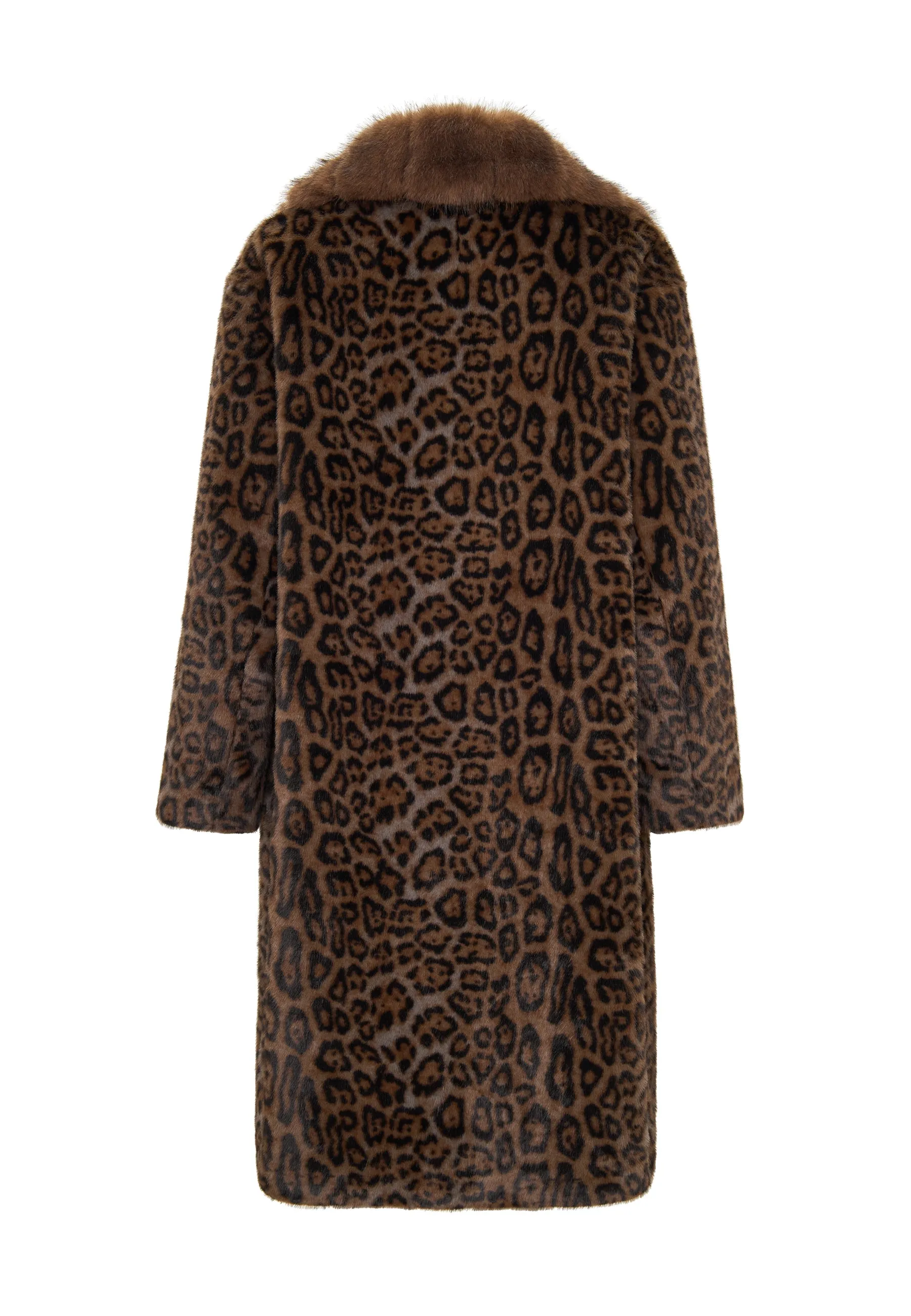 Elegant Leopard Print Faux Fur Coat Ivy