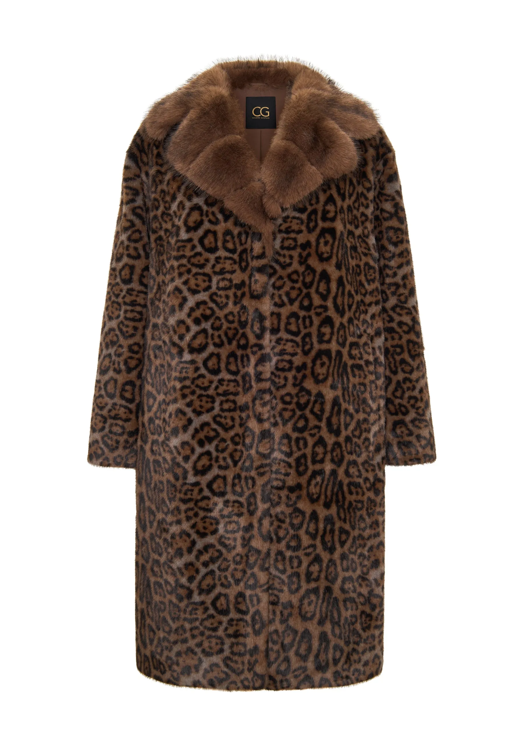 Elegant Leopard Print Faux Fur Coat Ivy