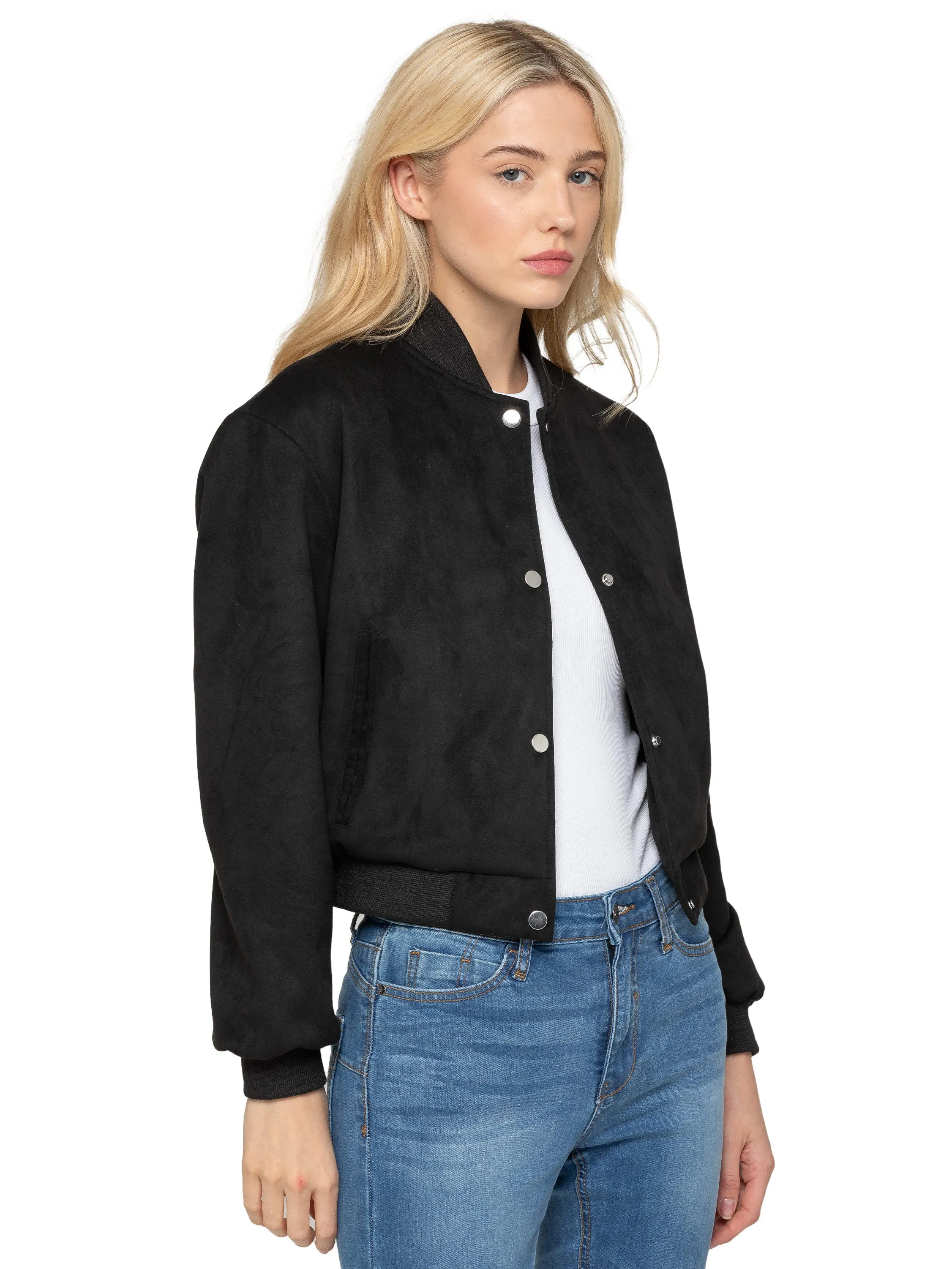 Enzo | Womens Suede Bomber Jacket