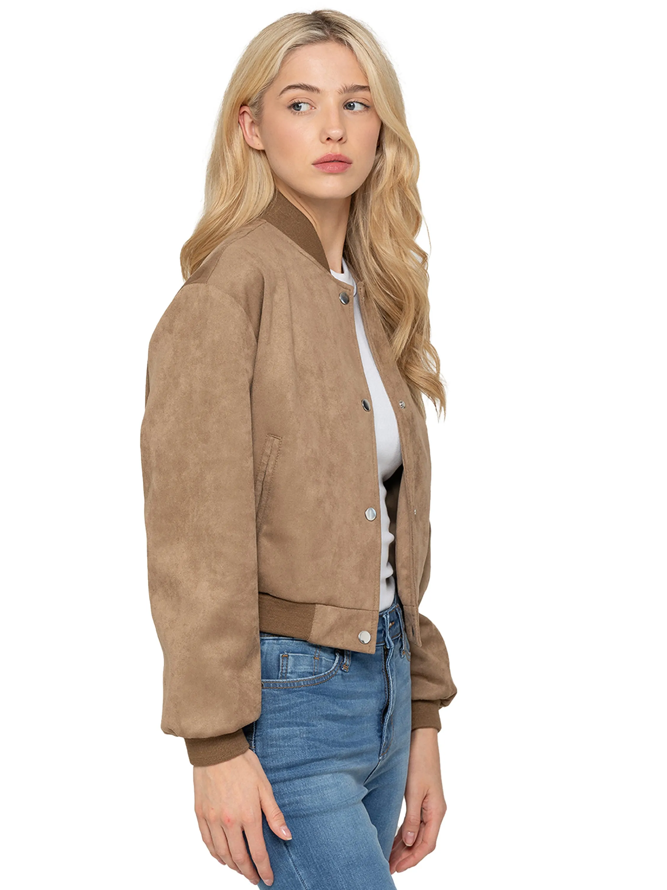 Enzo | Womens Suede Bomber Jacket