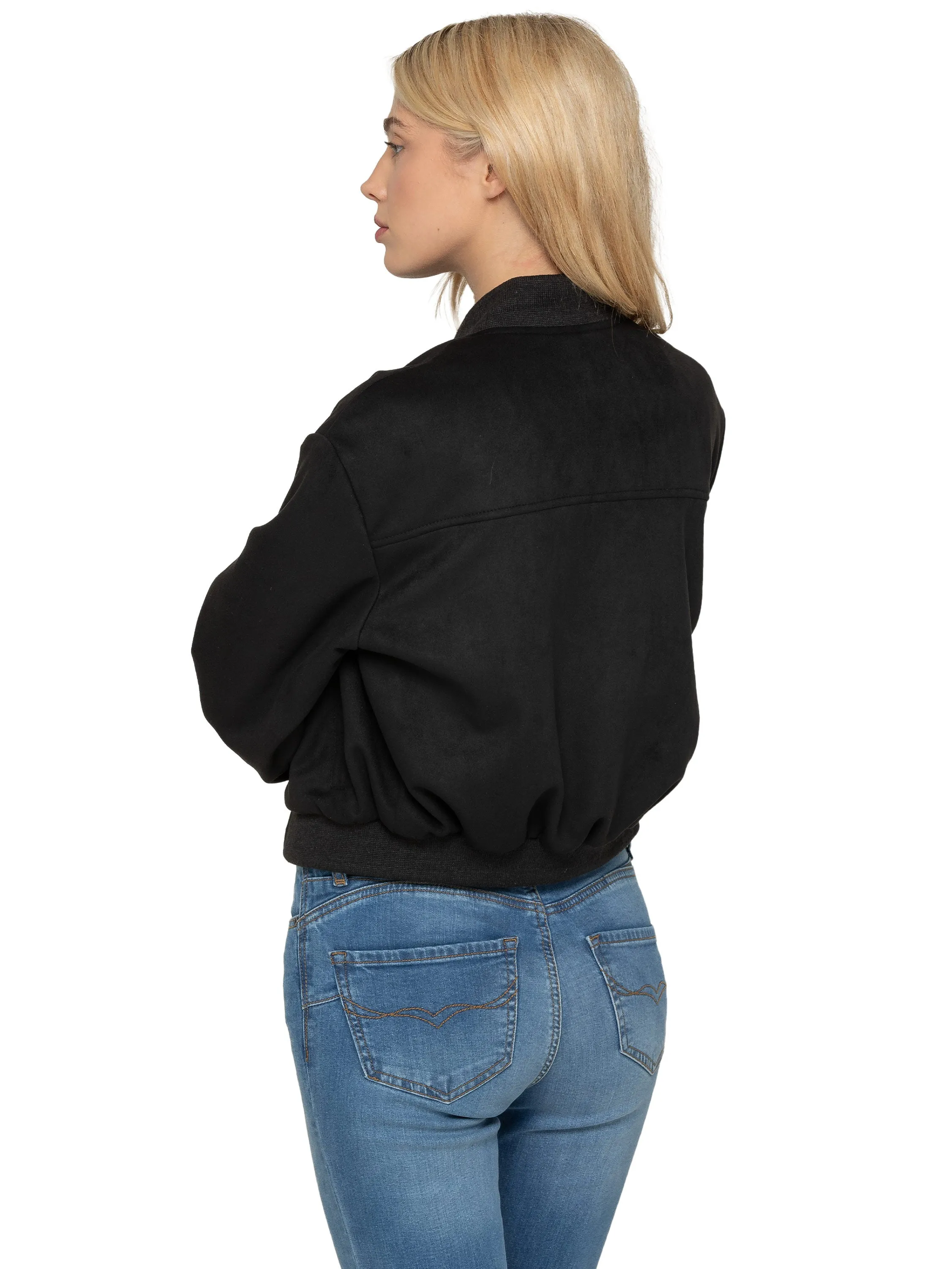 Enzo | Womens Suede Bomber Jacket