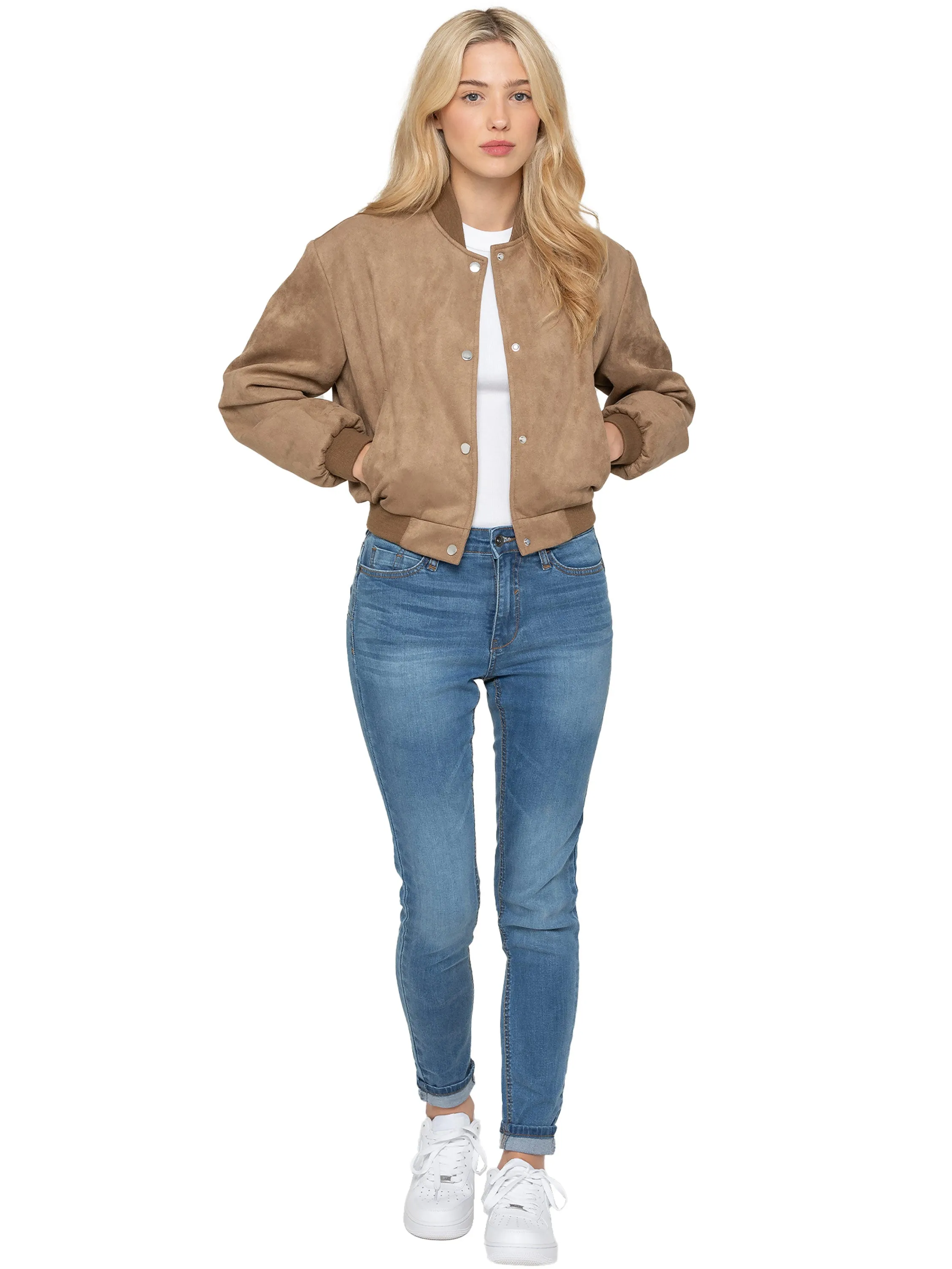 Enzo | Womens Suede Bomber Jacket