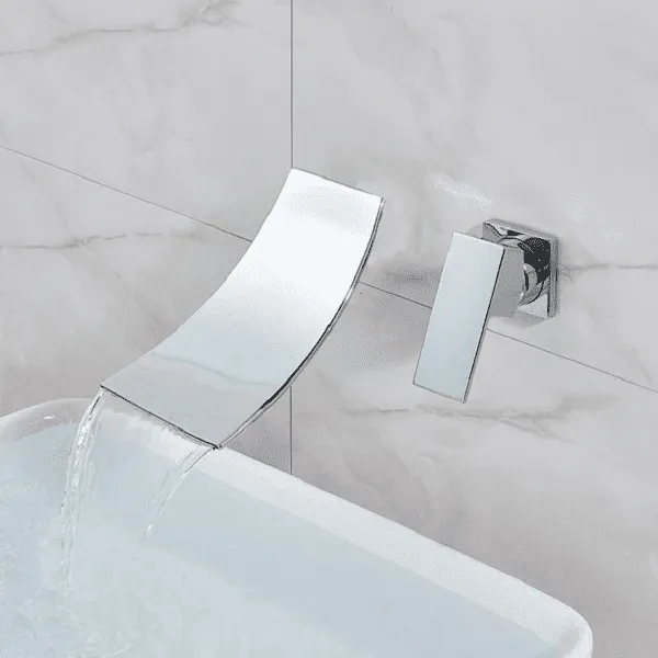 Etienne - Chrome Wall Mount Waterfall Flow Single Handle Faucet