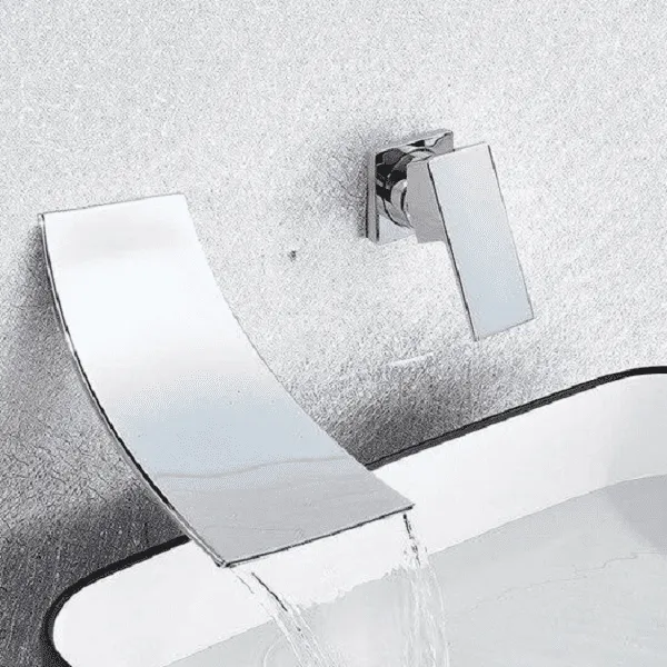 Etienne - Chrome Wall Mount Waterfall Flow Single Handle Faucet