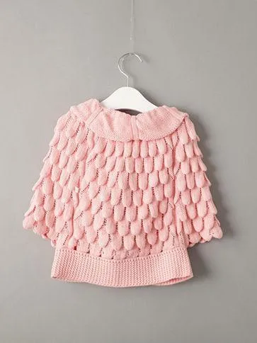 Fashion Toddler Girl Pom-trim Frilled Knitted Cardigan