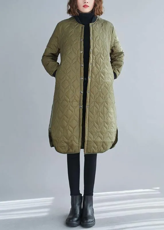 Fine army green winter coats trendy plus size snow o neck zippered overcoat