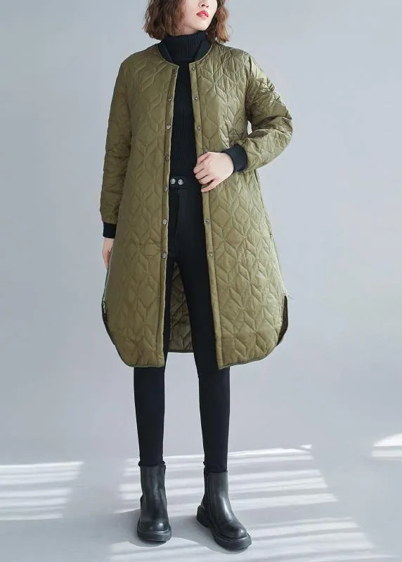 Fine army green winter coats trendy plus size snow o neck zippered overcoat