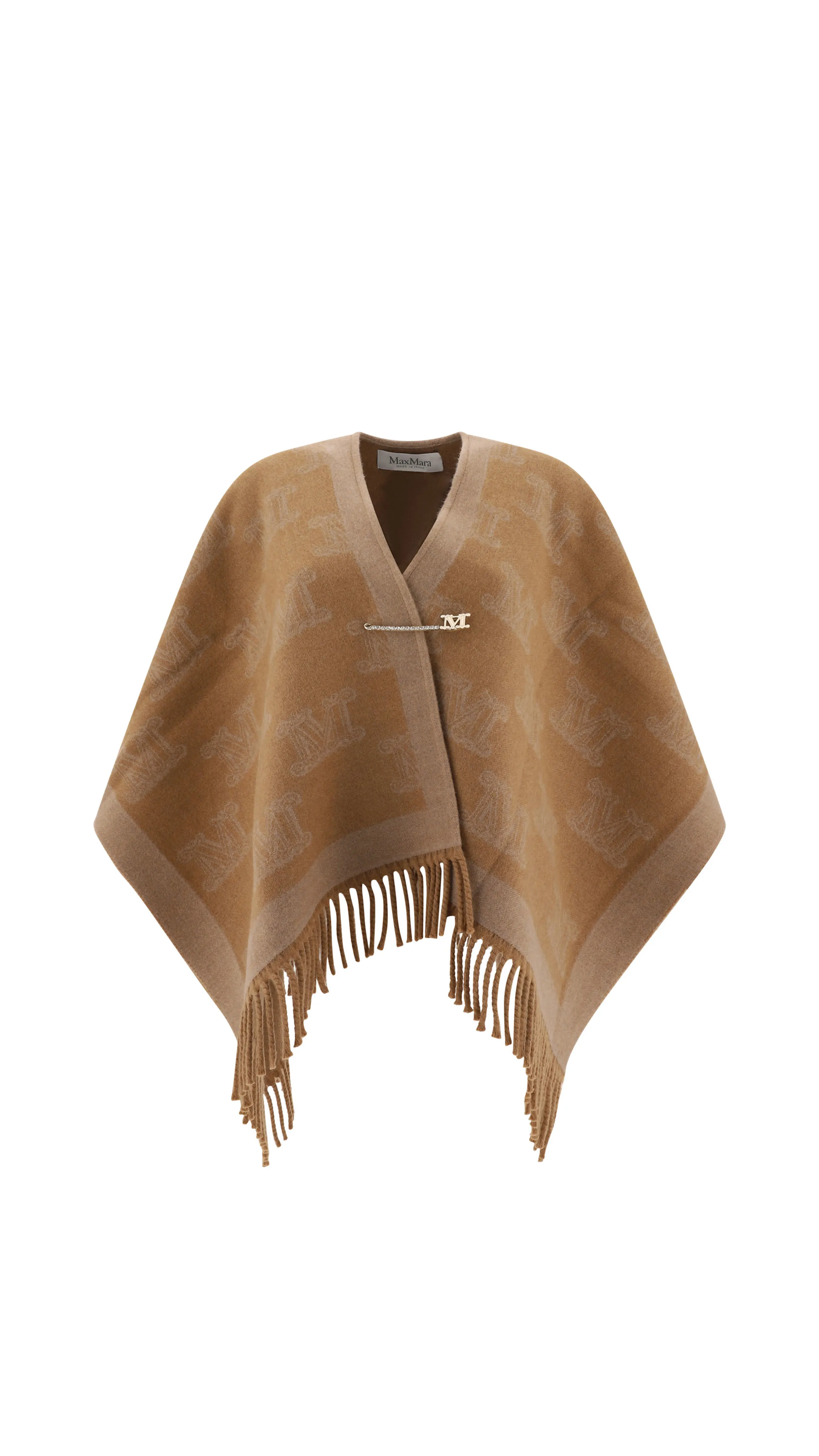 Frine Logo Jacquard Wool Cape - Brown