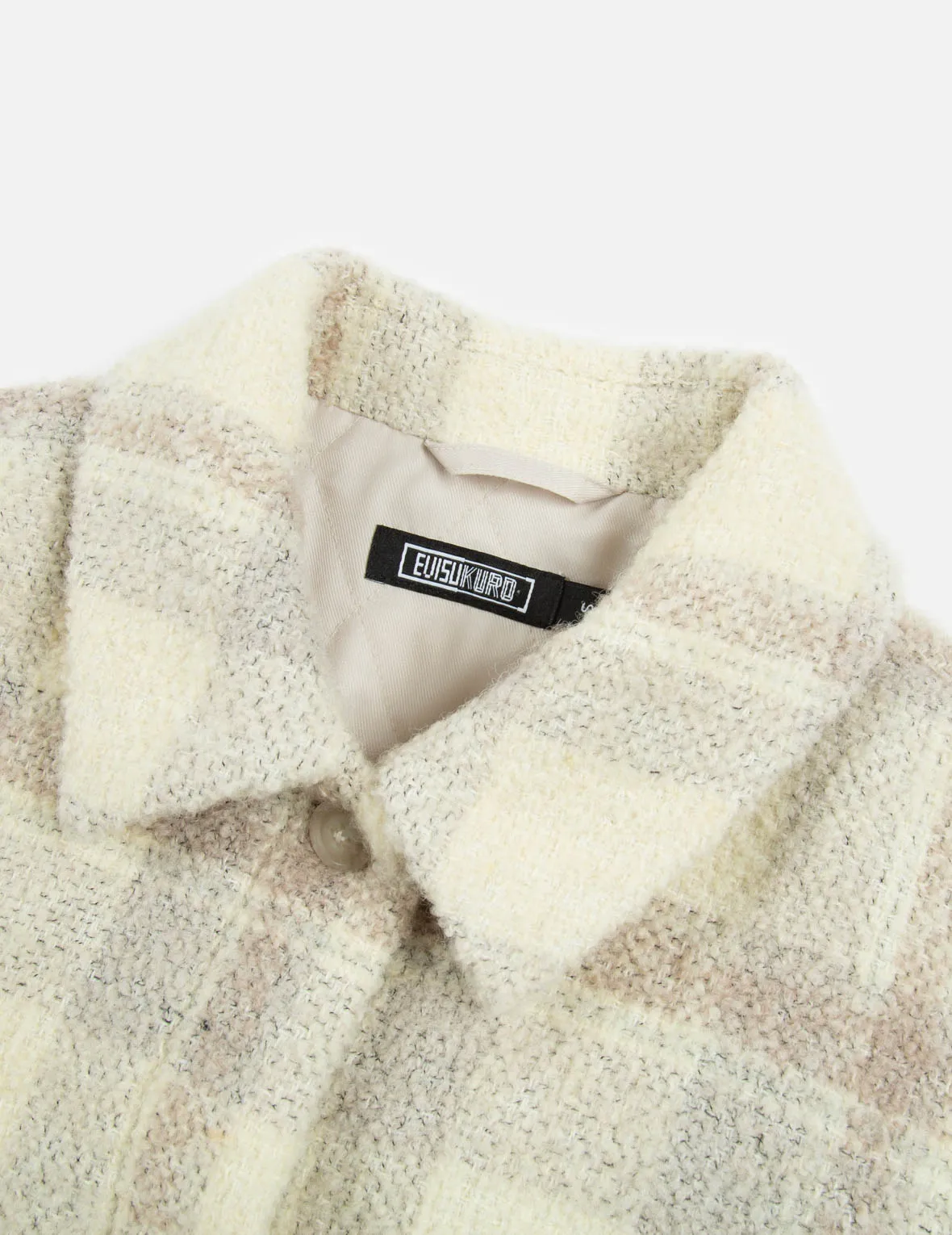 Gradient Kamon Embroidery Plaid Shirt Jacket