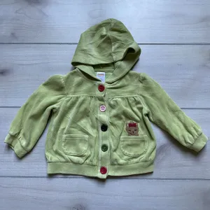 Gymboree Green Velour Hooded Button Front Puppy Pocket Cardigan