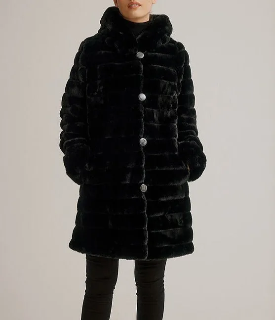 Hooded Reversible Faux Fur Coat