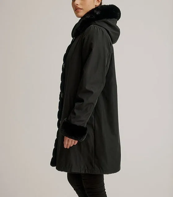 Hooded Reversible Faux Fur Coat