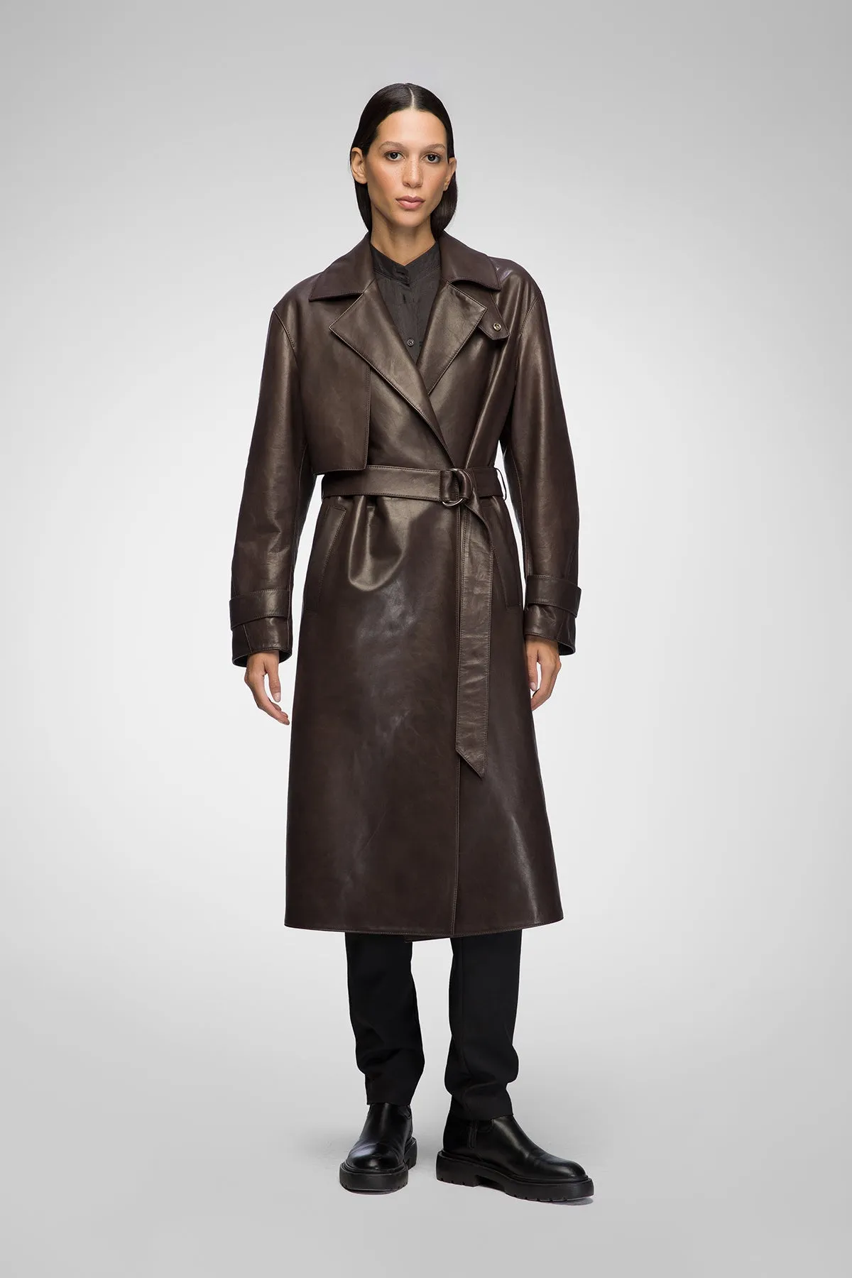 Isabelle - Brown Leather Coat