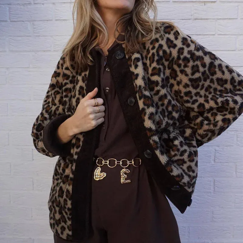 Ismae - Cosy leopard fleece jacket