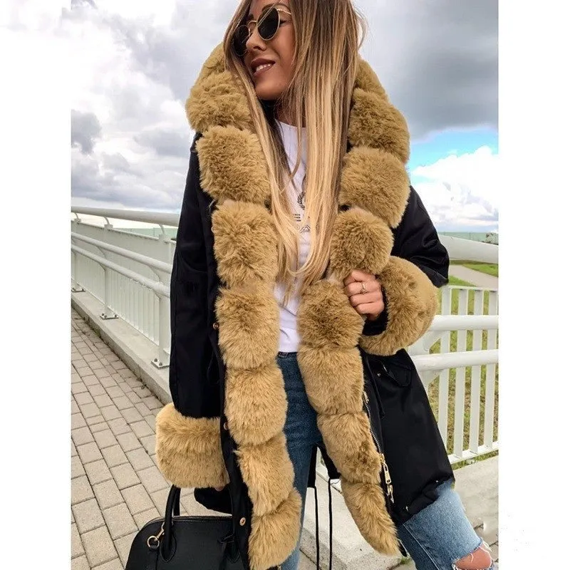 Jordan mid-length thick faux fur collar coat