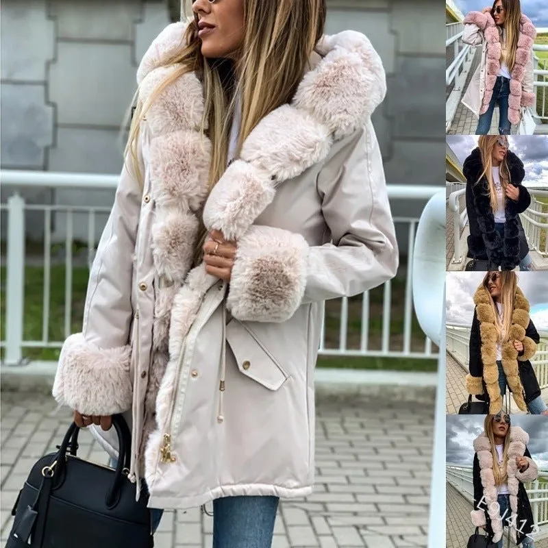 Jordan mid-length thick faux fur collar coat