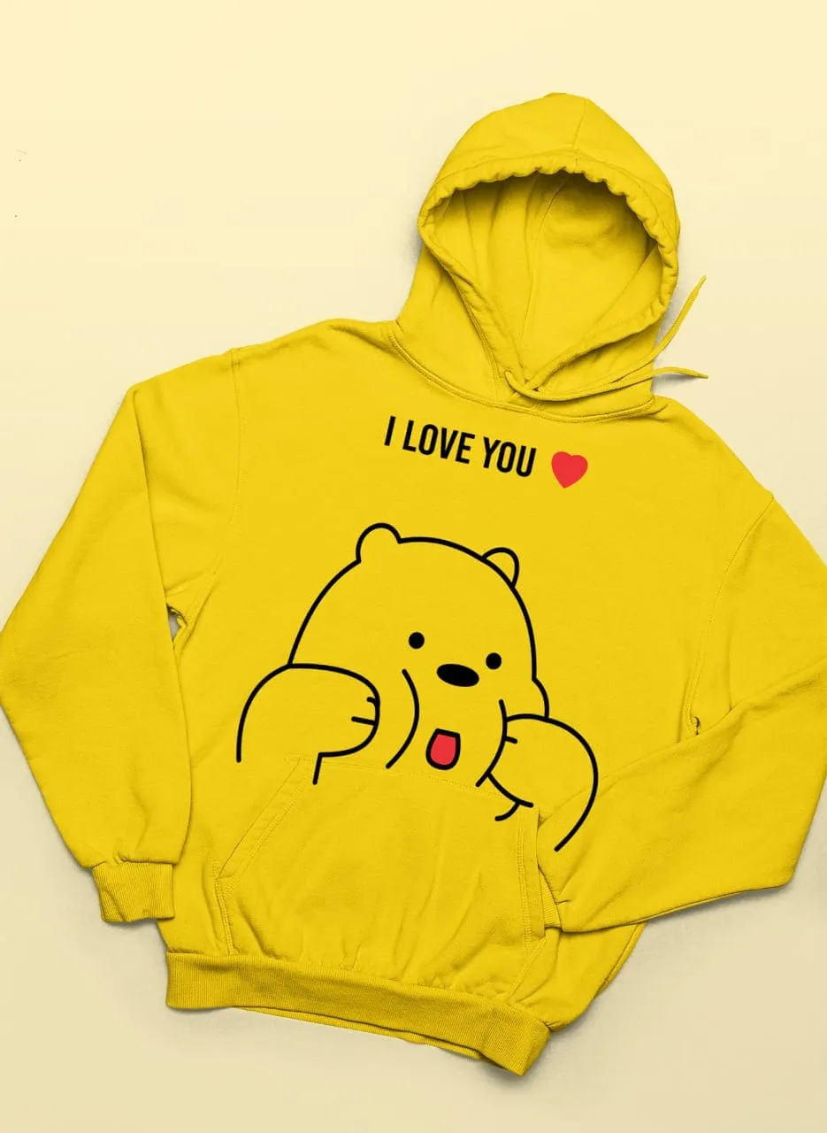 Kawaii Bear I Love You Print Winter Warm Hoodies And Sweatshirts