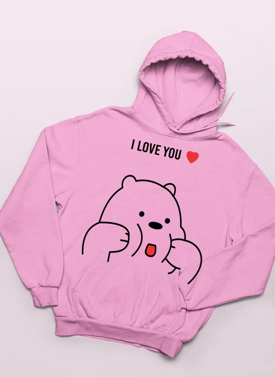 Kawaii Bear I Love You Print Winter Warm Hoodies And Sweatshirts