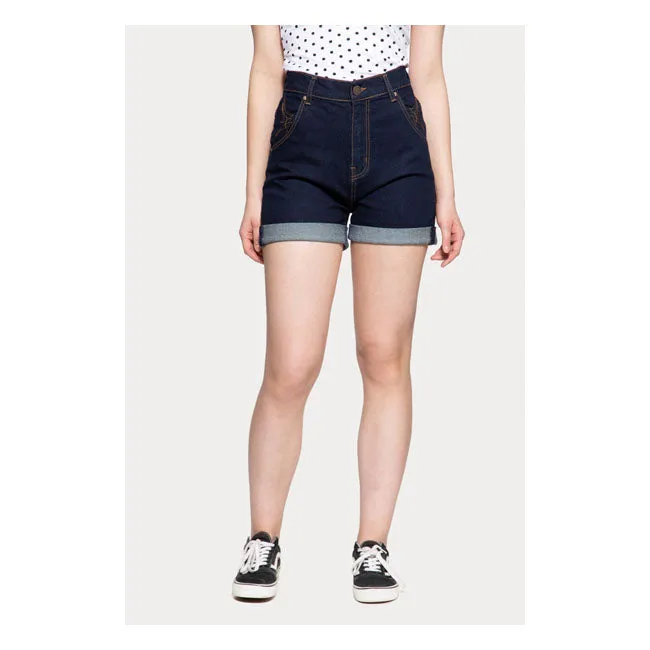 King Kerosin Queen Kerosin Denim Ladies Shorts Dark Blue