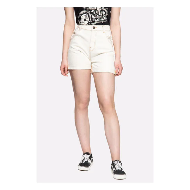 King Kerosin Queen Kerosin Denim Ladies Shorts Nature White