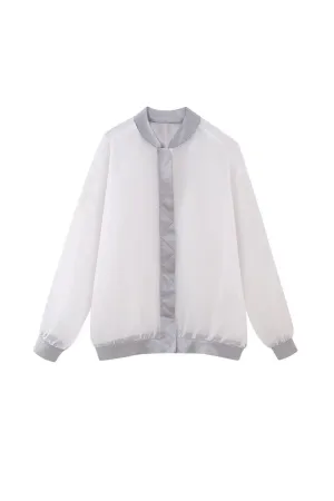 'Leah' Satin Sheer Organza Bomber Jacket