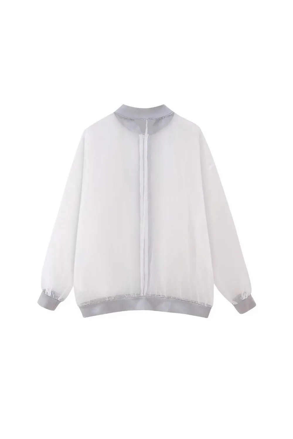 'Leah' Satin Sheer Organza Bomber Jacket